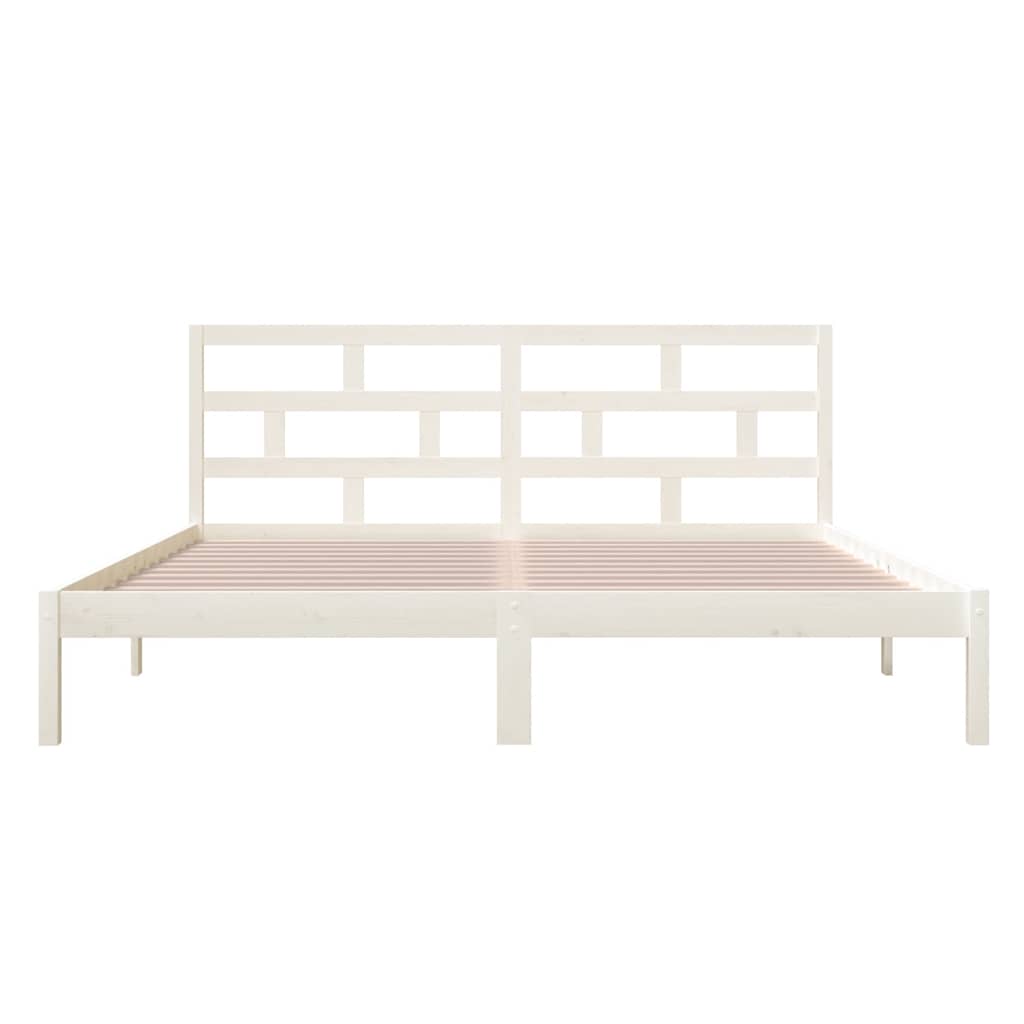 Cadre de lit sans matelas blanc en bois massif 140 x 190 cm - 4