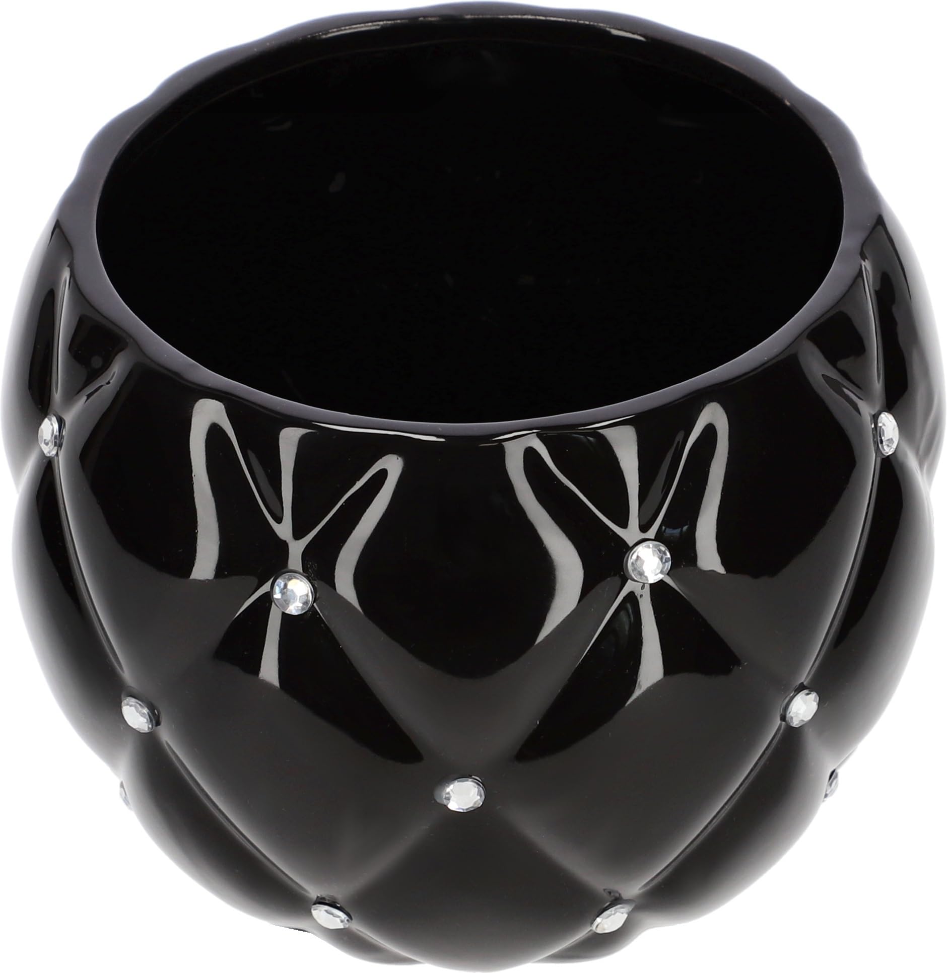 Zestaw 2x doniczka donica ceramiczna okrągła osłonka glamour czarna ⌀ 15 cm - KOTARBAU - 4