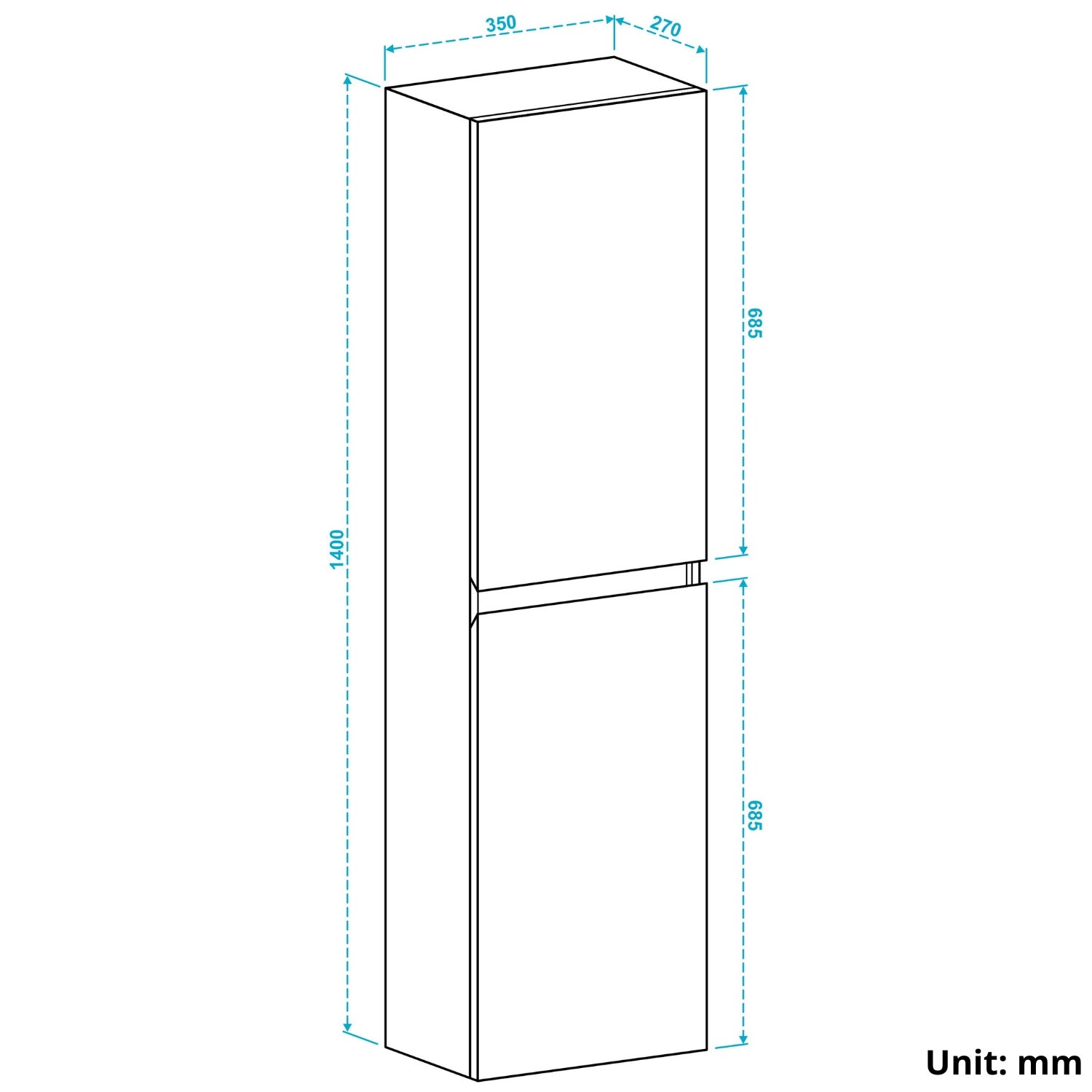 LOMAZOO colonne salle de bain Marbella noir mat - 140cm - 3