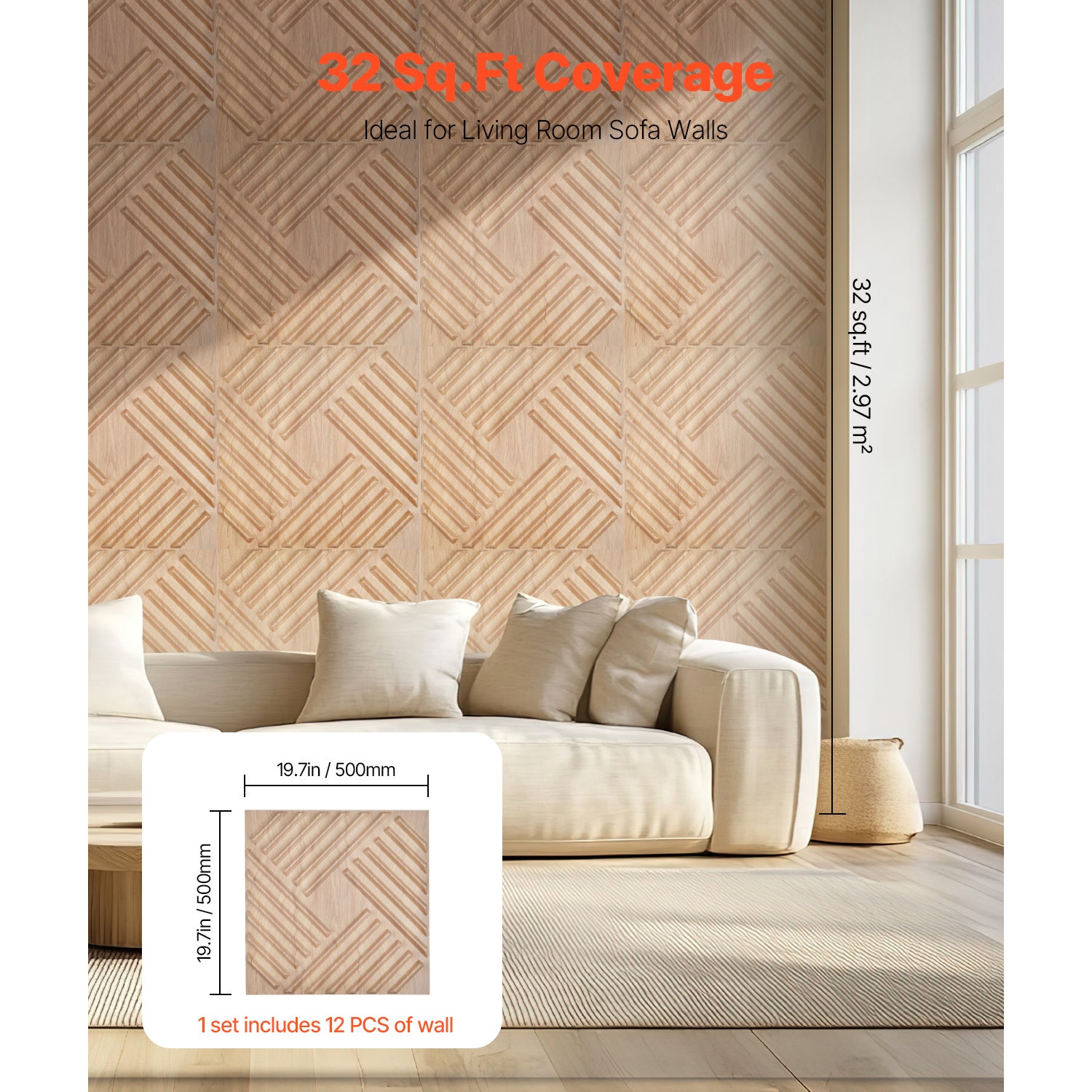 Panneaux muraux SucceBuy 3D,lot de 12,carreaux de sel minimalistes en PVC de 19,7 x 19,7 po,couverture de 32 pi2,panneau mural décoratif - 7
