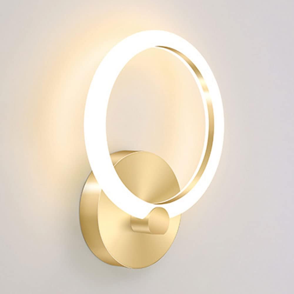 Nowoczesna lampa ścienna do sypialni, okrągły kinkiet, złota lampa ścienna LED, prosta dekoracja, kreatywne wnętrze, białe światło