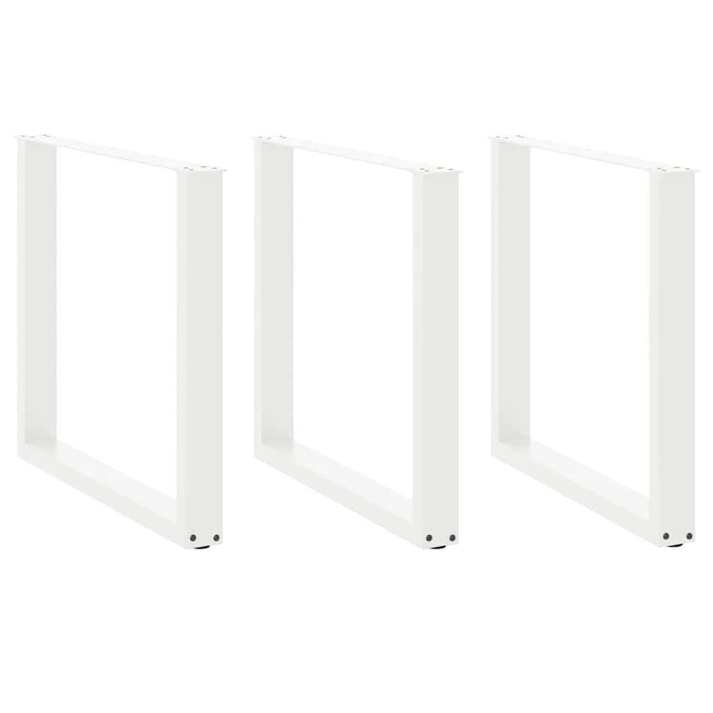 Pieds de table basse forme de U 3 pcs | Pied de meuble blanc 90x(72-73) cm acier CFW337617 - 2
