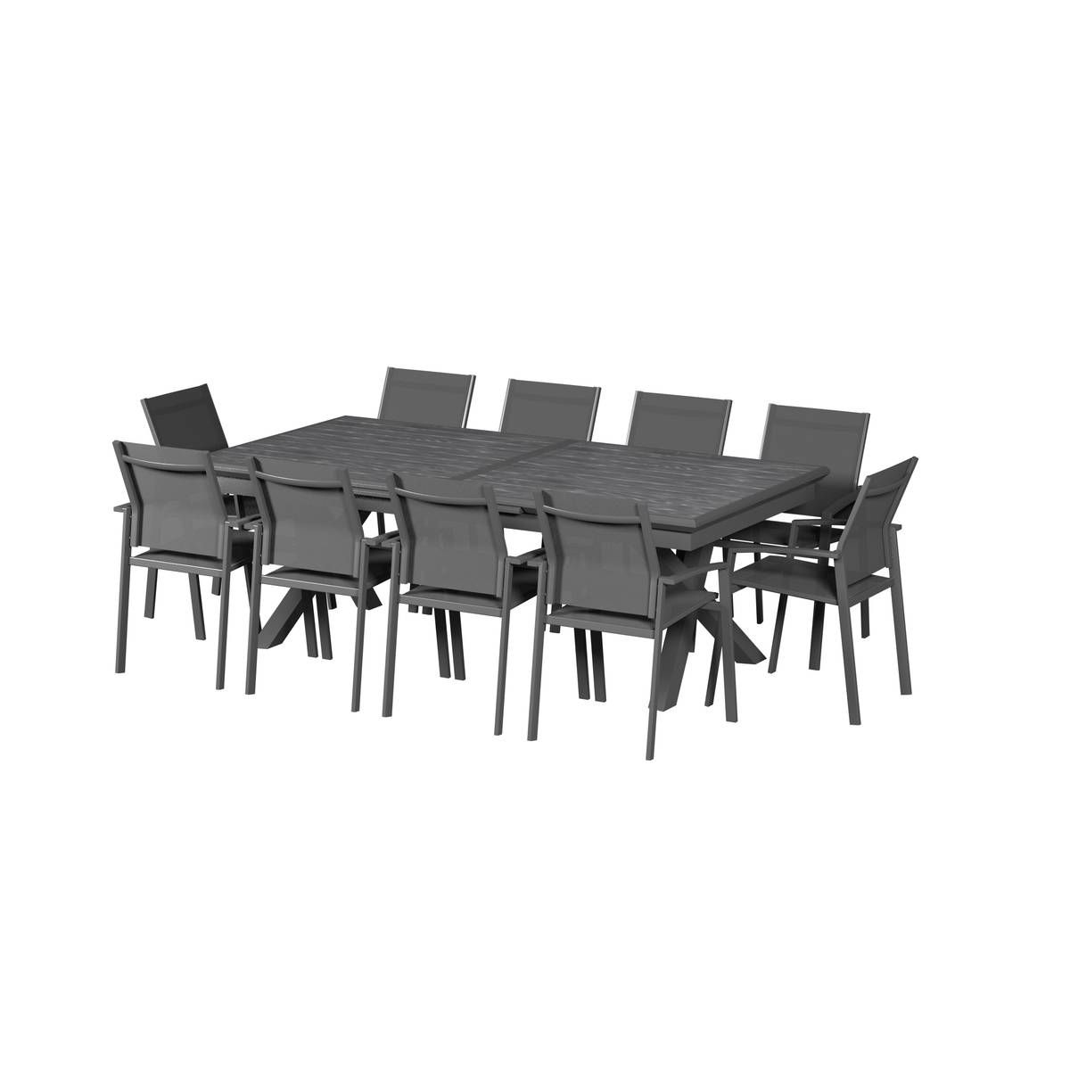 Table de jardin extensible rectangulaire en Aluminium Gris 12 places - 4