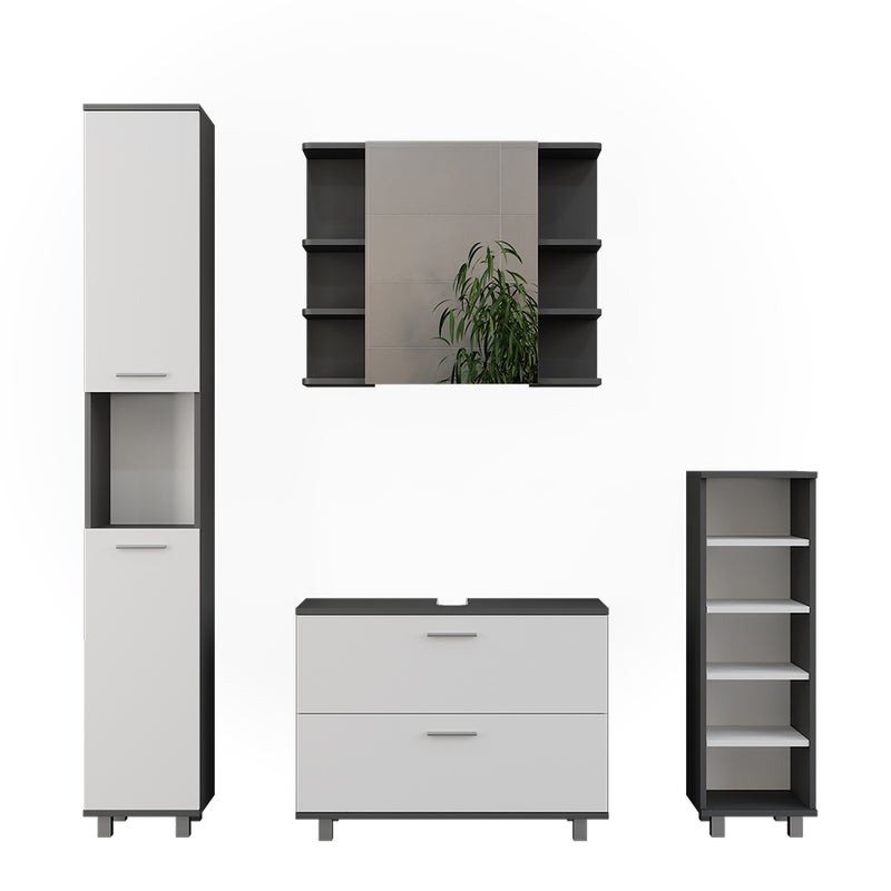 Vicco Zestaw mebli łazienkowych Ilias, Antracyt/biały, 4 części