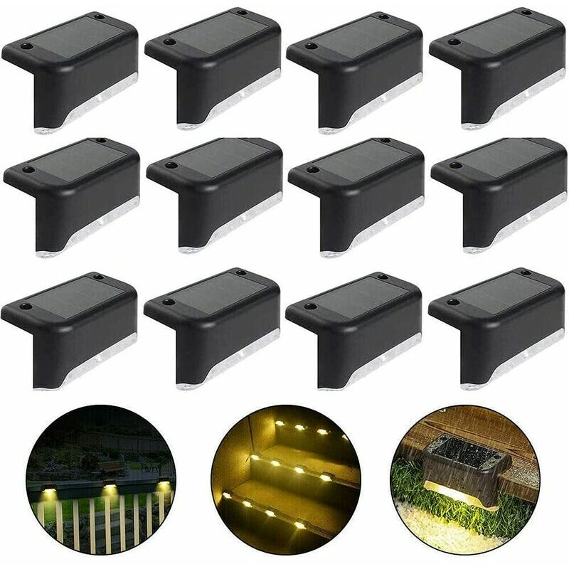 Lot De 4 à 12 Lampes Solaires LED - Appliques Murales Extérieures Pour Clôture, Escalier, Jardin