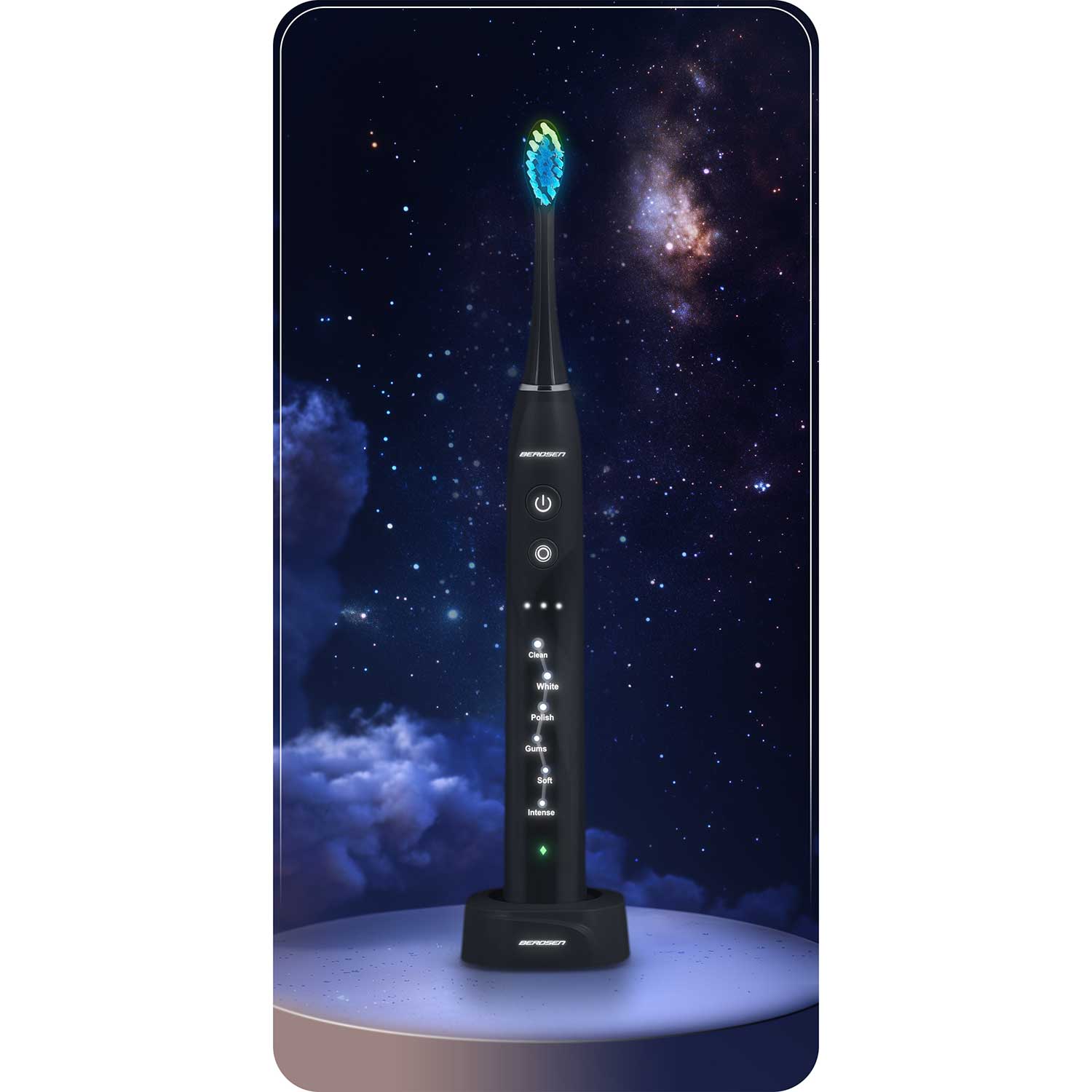 Szczoteczka soniczna do zębów Berdsen Galaxy czarna elektryczna + etui - 9
