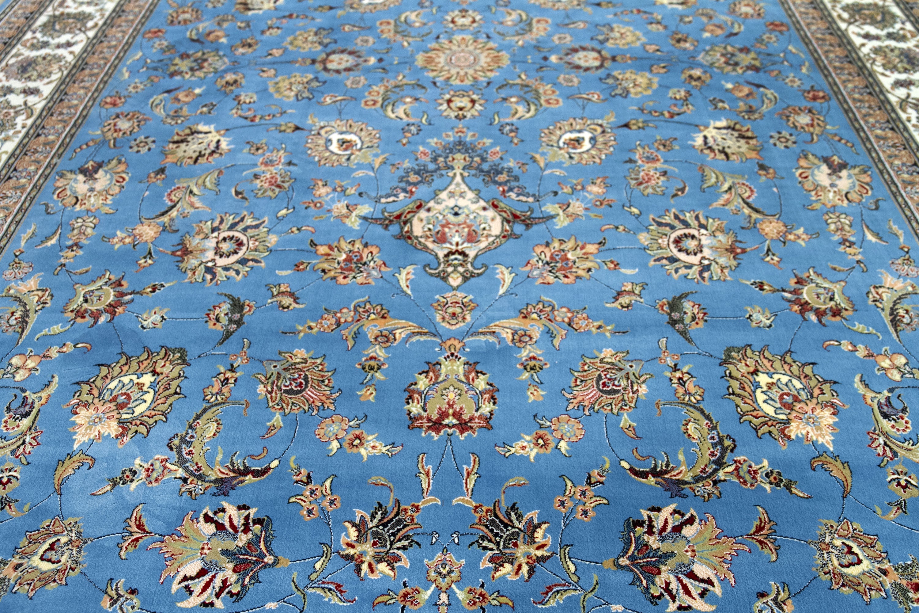 Hamid - Tapis 225x150cm motif floral oriental bleu - 2