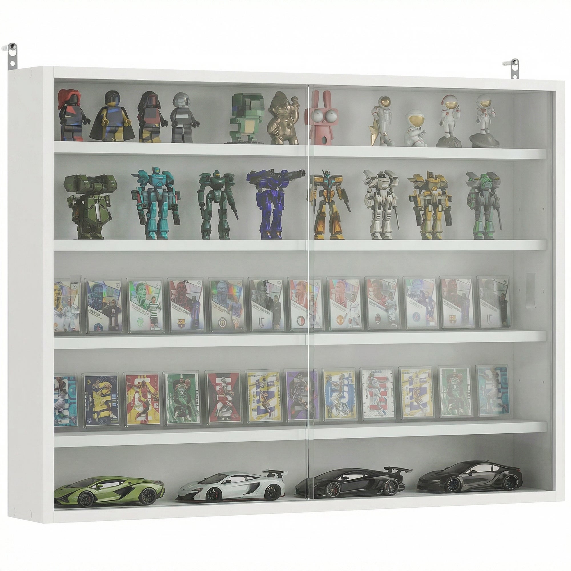 Vitrina de Pared de Madera con Estantes Ajustables y 2 Puertas ...
