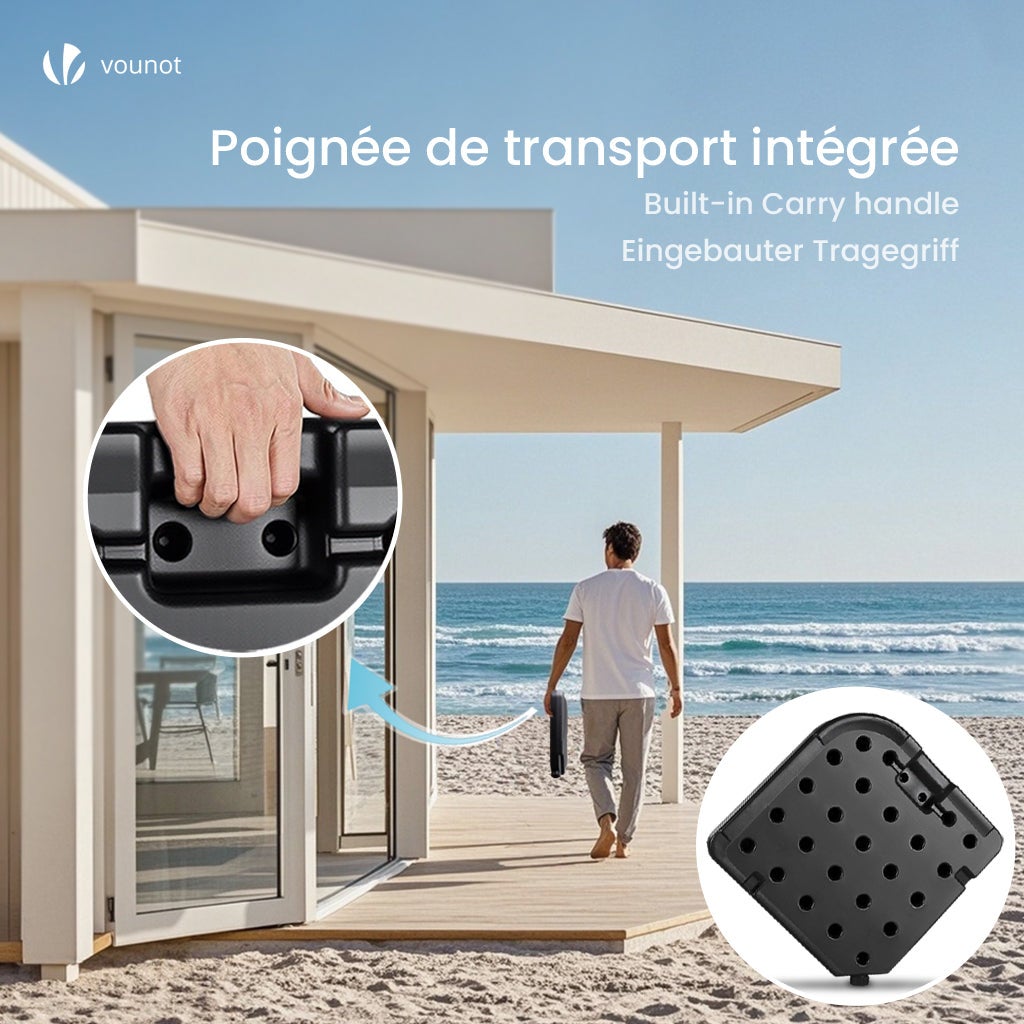 Dalle de lestage pour pied de parasol - 4 pcs à remplir avec poignée - HDPE - 100kg sable ou 60L eau - base en croix - VOUNOT® - 6