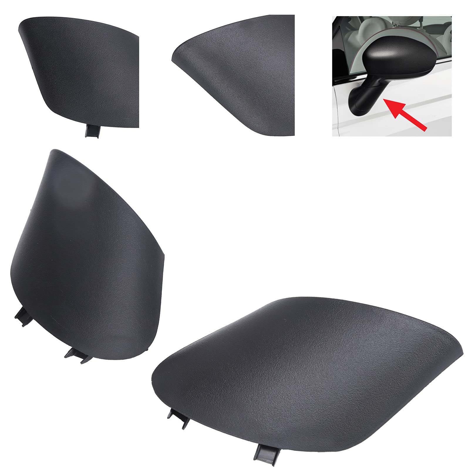 Coppia copri braccio specchietto laterale 0735642839 ricambio sinistro/destro per Fiat 500 decappottabile - 4