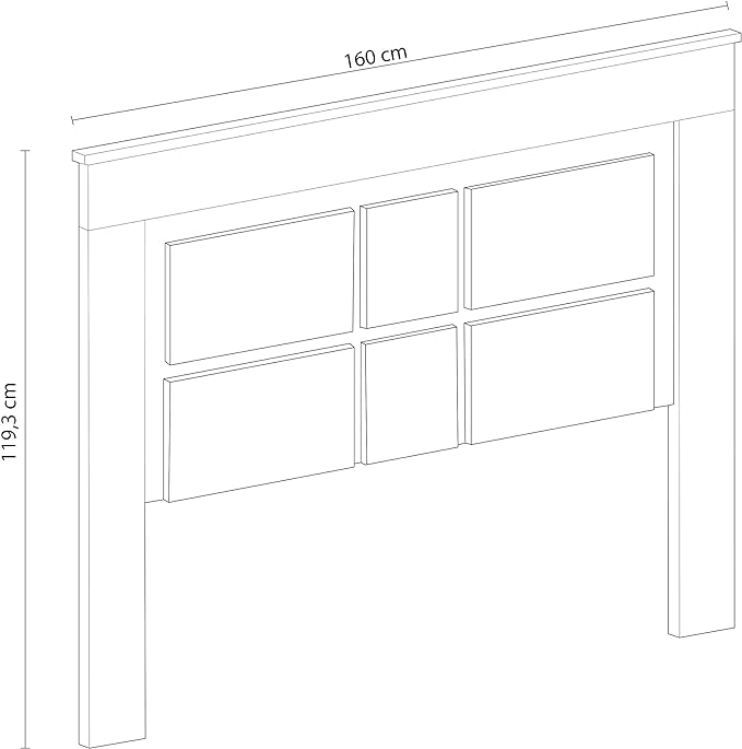 BricoExpo - Cabezal para Cama de Matrimonio con patas, Color Cambria y Blanco, Medidas: 160 cm (Ancho) x 119,3 cm (Alto) x 3,8 cm (Fondo) - 5
