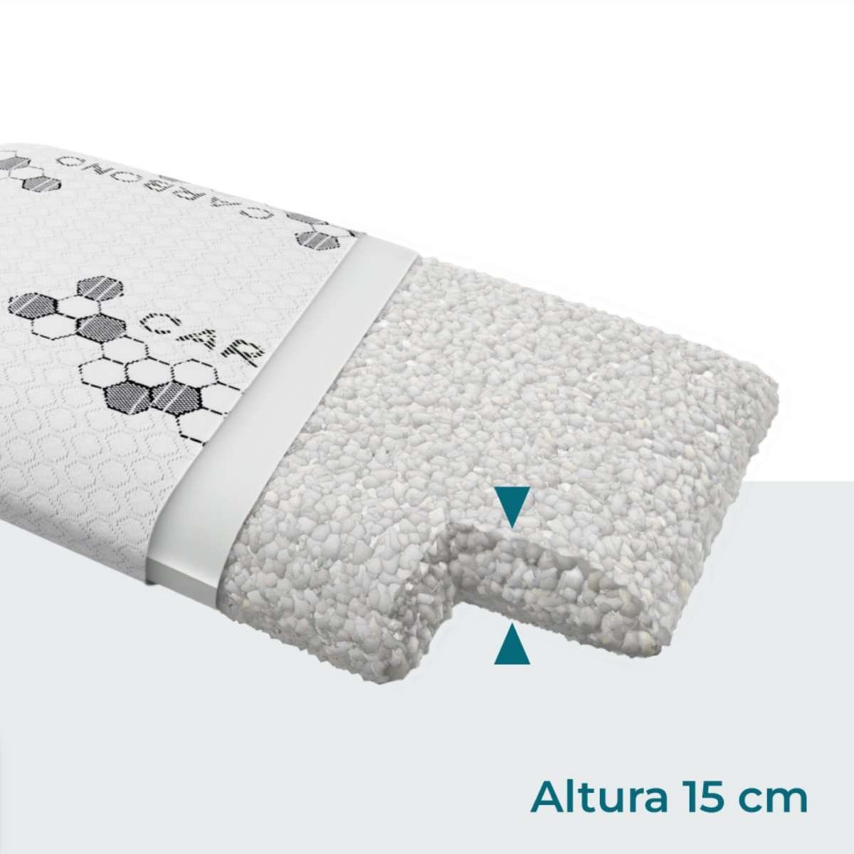 Nalui Almohadas Copos Viscoelástica Carbono Blanco Pack 2 (70x38 cm), Firmeza Media - 7