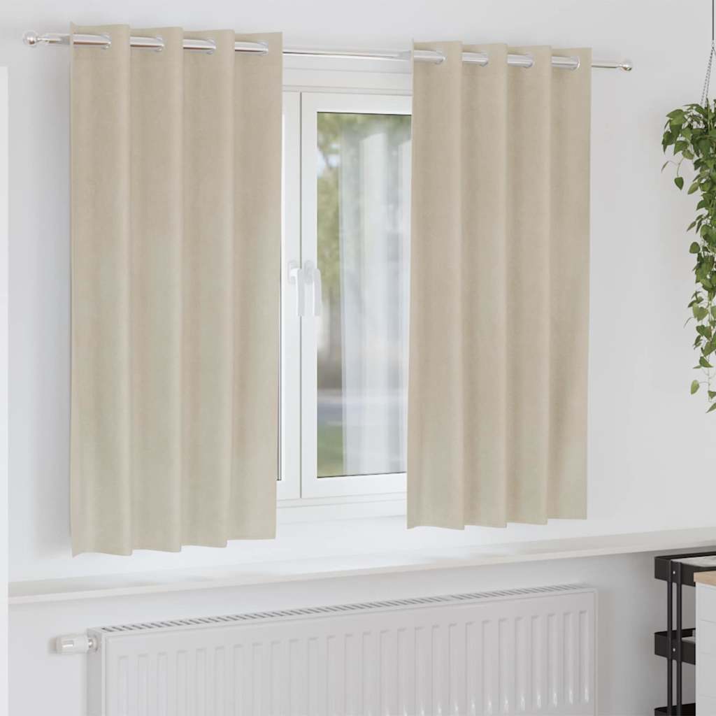 Zasłony zaciemniające 2 pcs Kremowy 140 x 175 cm Aksamit vidaXL