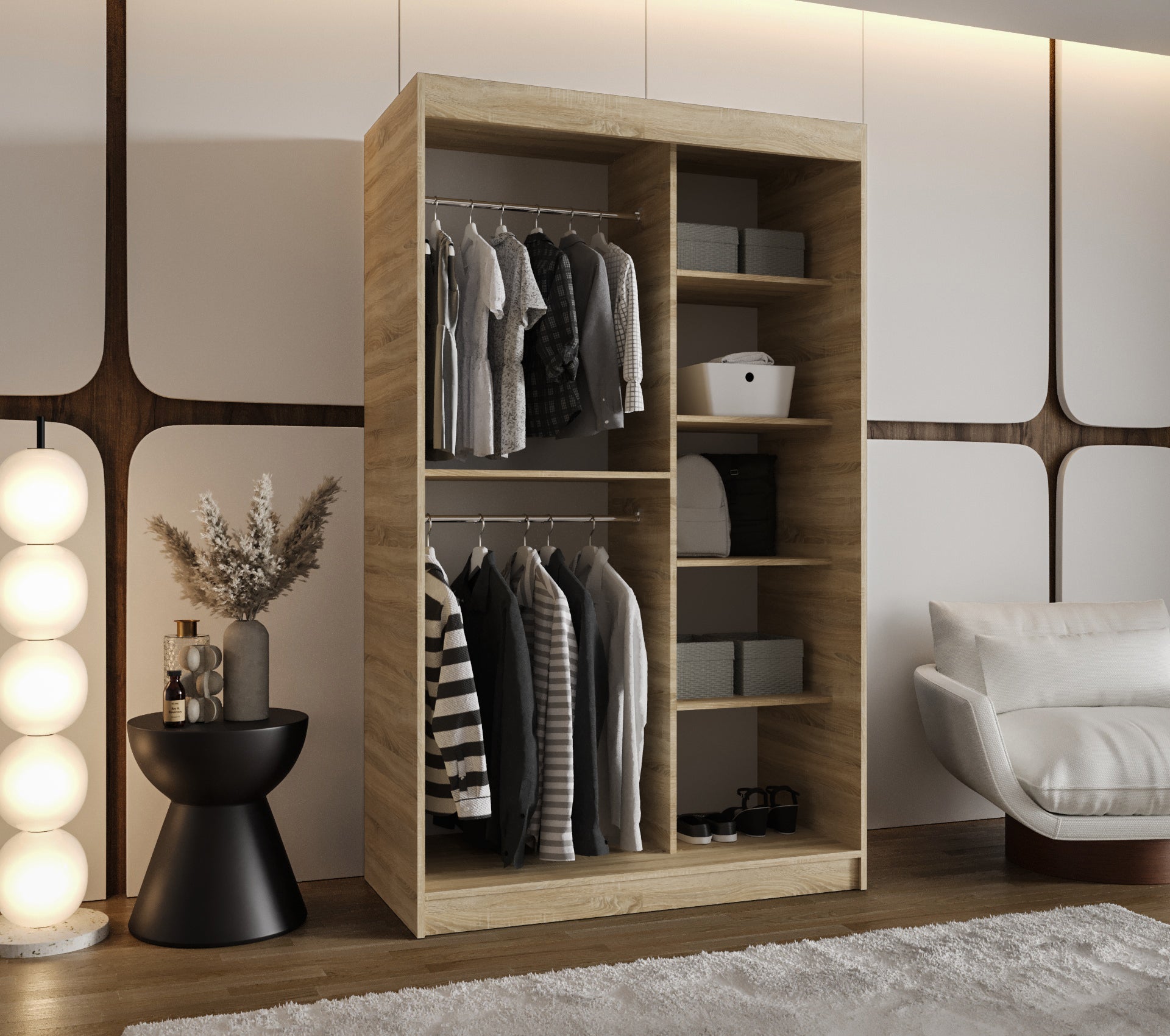 Szafa przesuwna garderoba SPOTI 120 x 62 x 200 cm Sonoma - 3