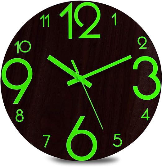 Reloj de pared luminoso de 30 cm (números planos) Péndulo de