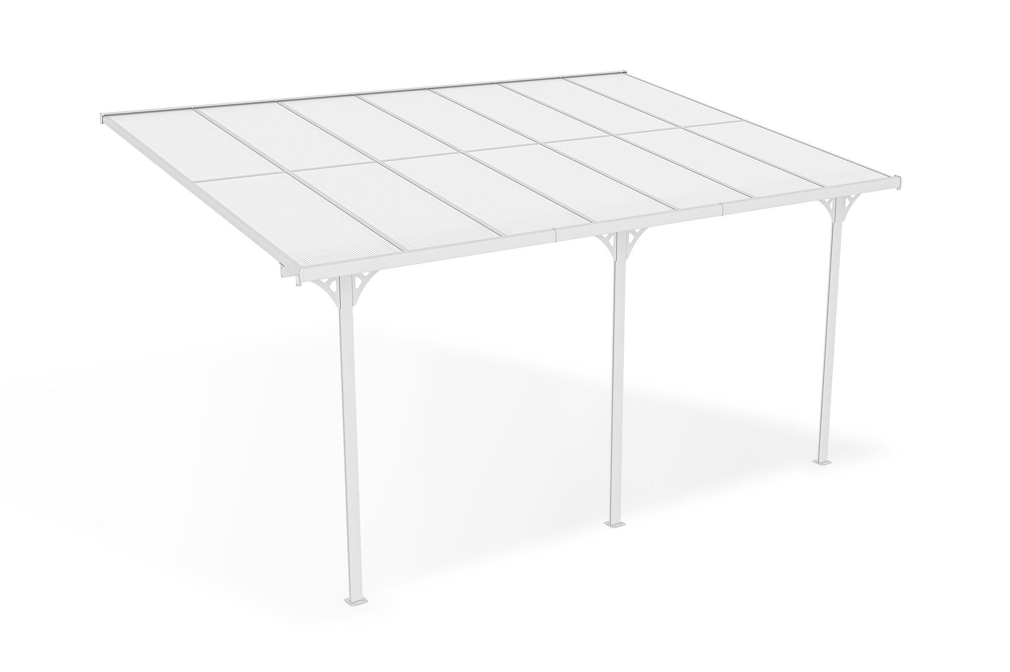 Pergola/Cochera adosada KLEO 5m x 3m aluminio Blanco - 3