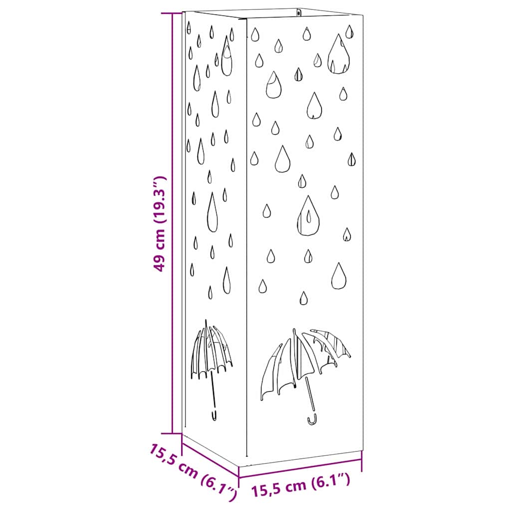 Porte-parapluies noir 15,5 x 15,5 x 49 cm en acier - 9