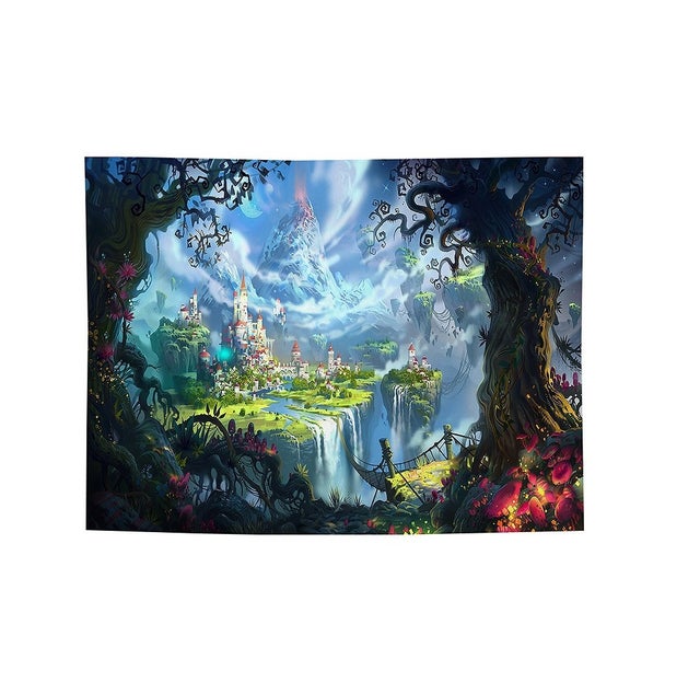 Parede de tapeçaria psicodélica fantasia, tapeçaria mural de fada 150x200cm