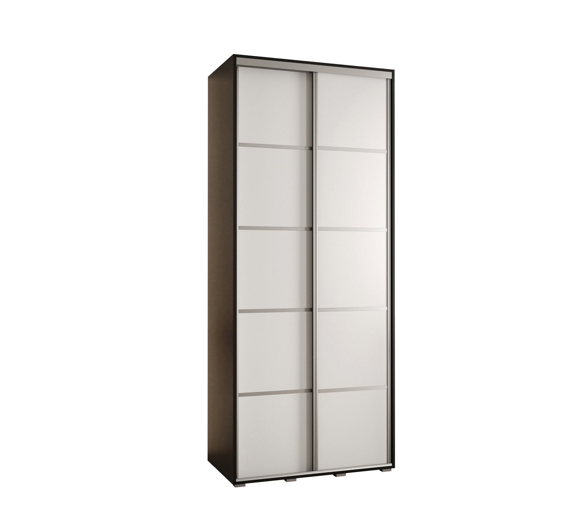 Szafa przesuwna wysoka Davos 4 100 x 60 x 235,2 cm czarny + biały + u. srebrny - Abiks Meble