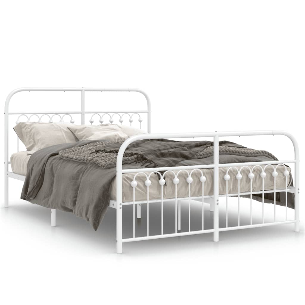 Cadre De Lit Double 140x190 Cm Avec Tête De Lit - Noir, Structure Acier