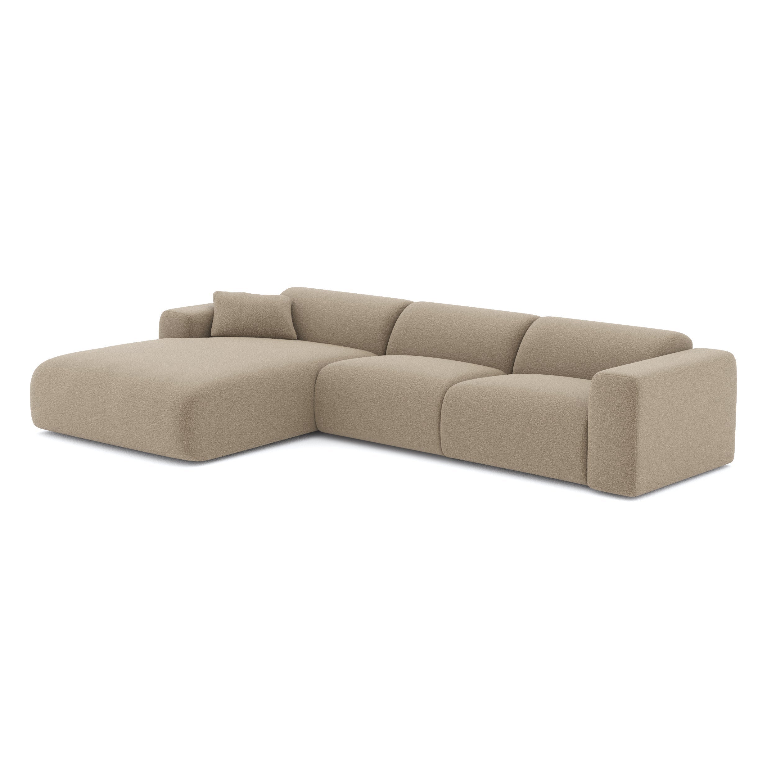Canapé grand angle gauche Myra Tissu bouclette Taupe | Leroy Merlin