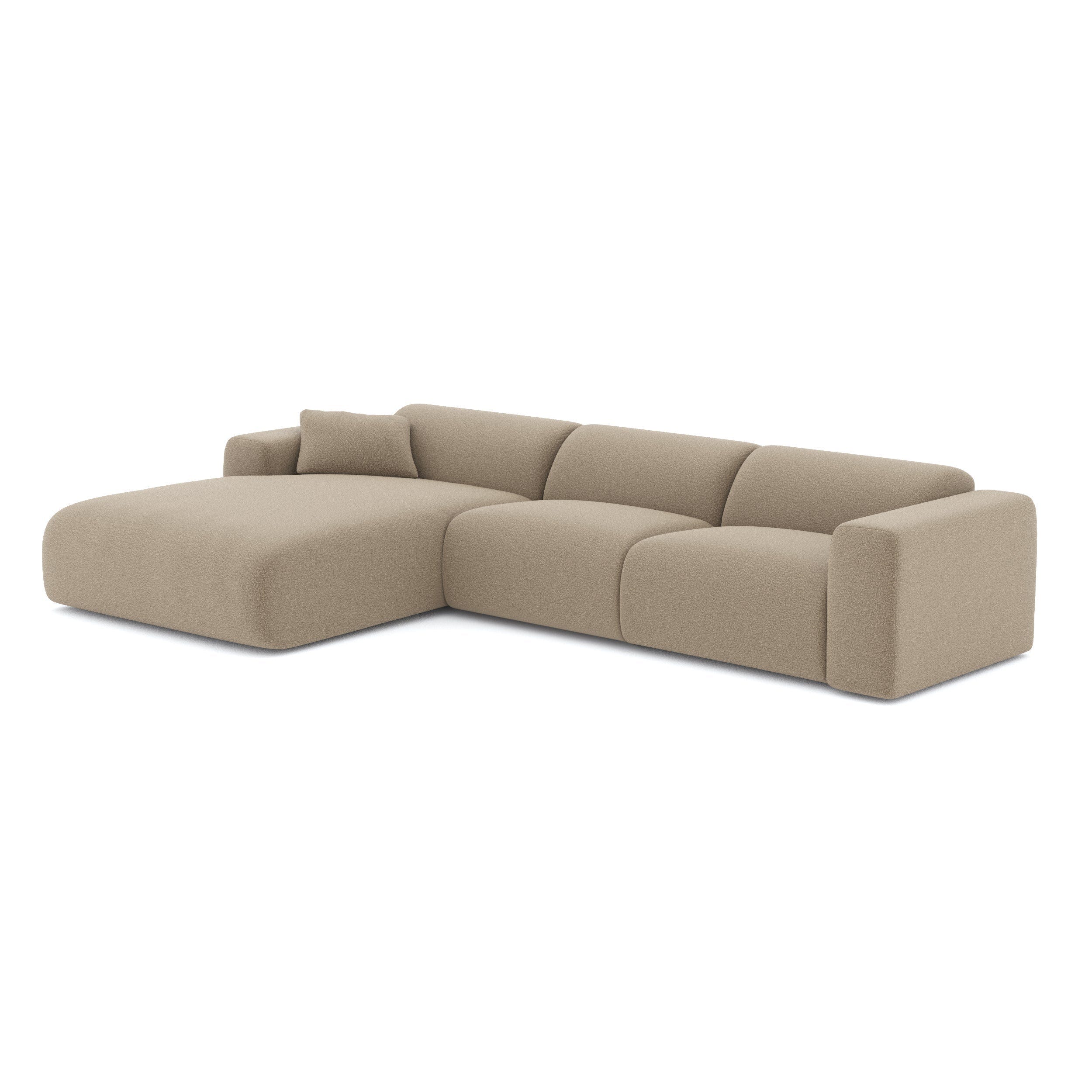 Canapé grand angle gauche Myra Tissu bouclette Taupe | Leroy Merlin