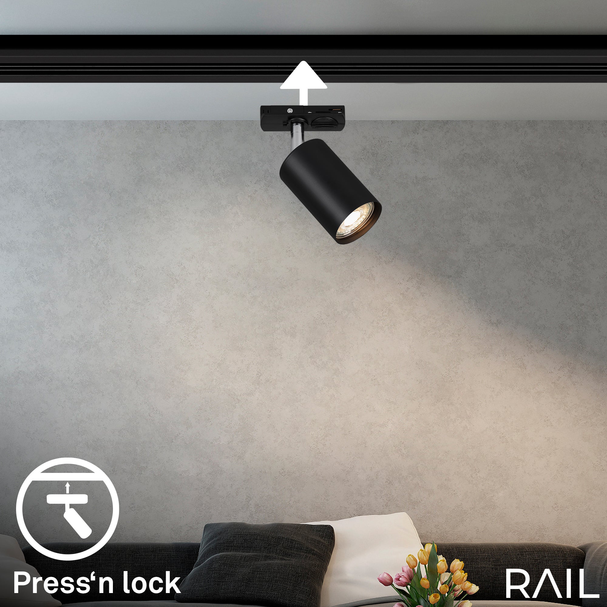 Faretto Per Binari Rail Metallo Nero Opaco 1 Luce Gu10 - 2