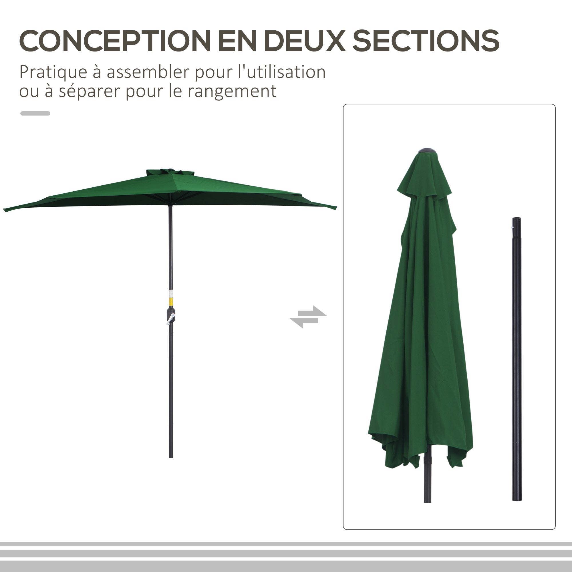Demi parasol Polyester Outsunny - 4
