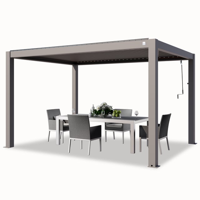 PRIMEYARD Pergola 3x4 m montanti in alluminio con tetto a doghe in alluminio gazebo da giardino grigio