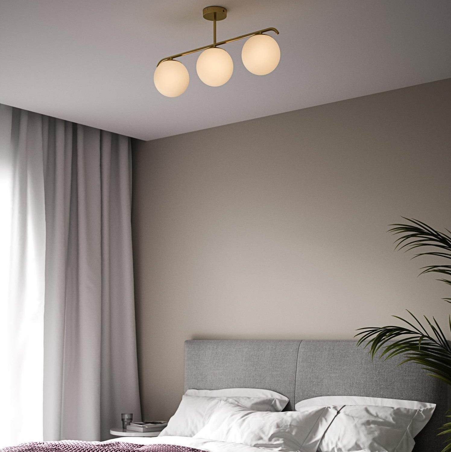 Lampada da soffitto tripla sfera di cristallo 