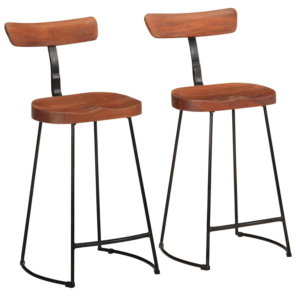 Juego de 2 taburetes de bar, 49x43x88 cm, madera maciza de mango.