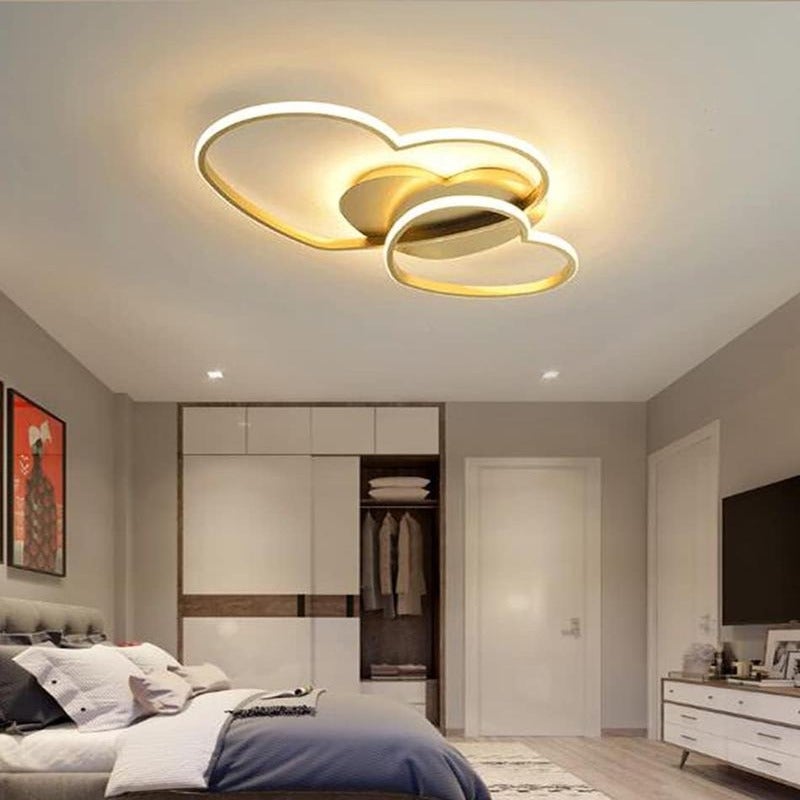 Children's Heart LED Ceiling Light 50cm Dimmable Remote Control Gold ...