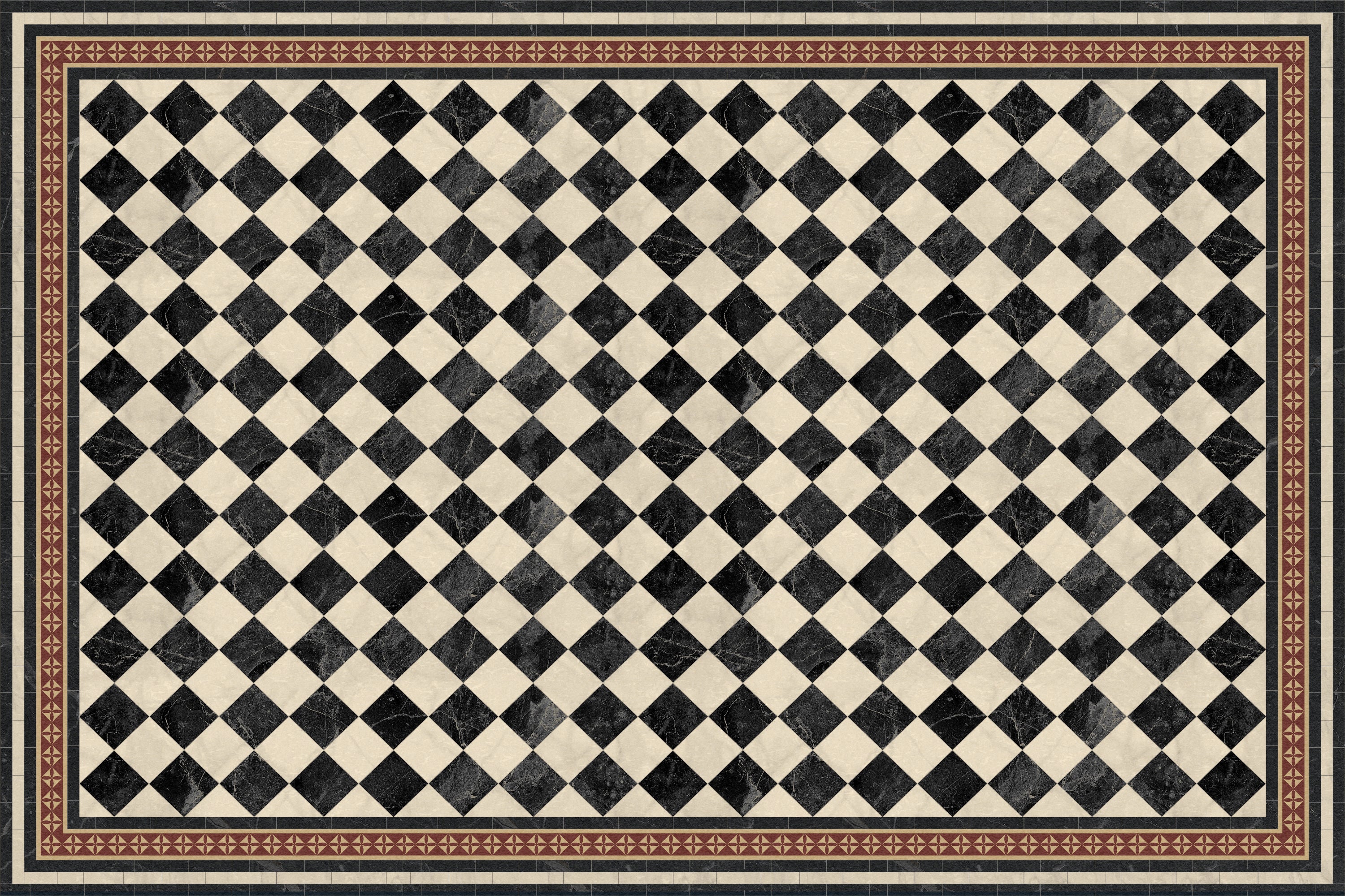 Alfombra de vinilo scacchi 80x300 cm - pvc antideslizante, vinilica para cocina o salón, lavable, estilo hidraúlico