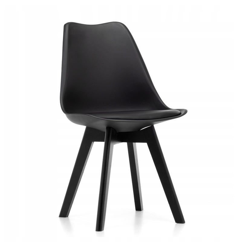 Krzesło skandynawskie z poduszką DUBLIN czarny czarne nogi