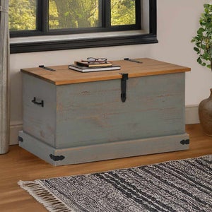 LAPOOH Cassapanca Halden Grigio 91x91x47 cm in Legno Massello di Pino, Cassapanca Pieghevole Contenitore,per Soggiorno Camera da Letto-4018407