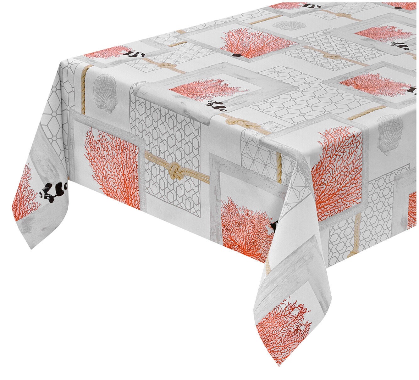 Mantel de cocina antimanchas 140x280 cm plastificado efecto tejido retro afelpado coral