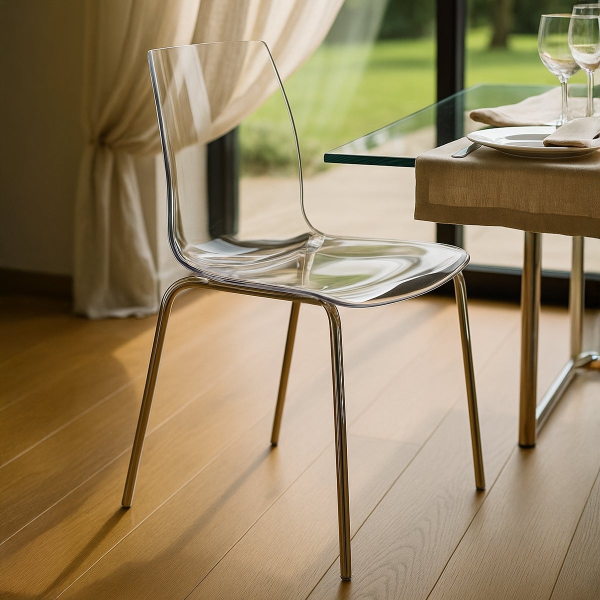 Sedie bar cucina gambe acciaio impilabile Lollipop Grand Soleil - Trasparente - 3