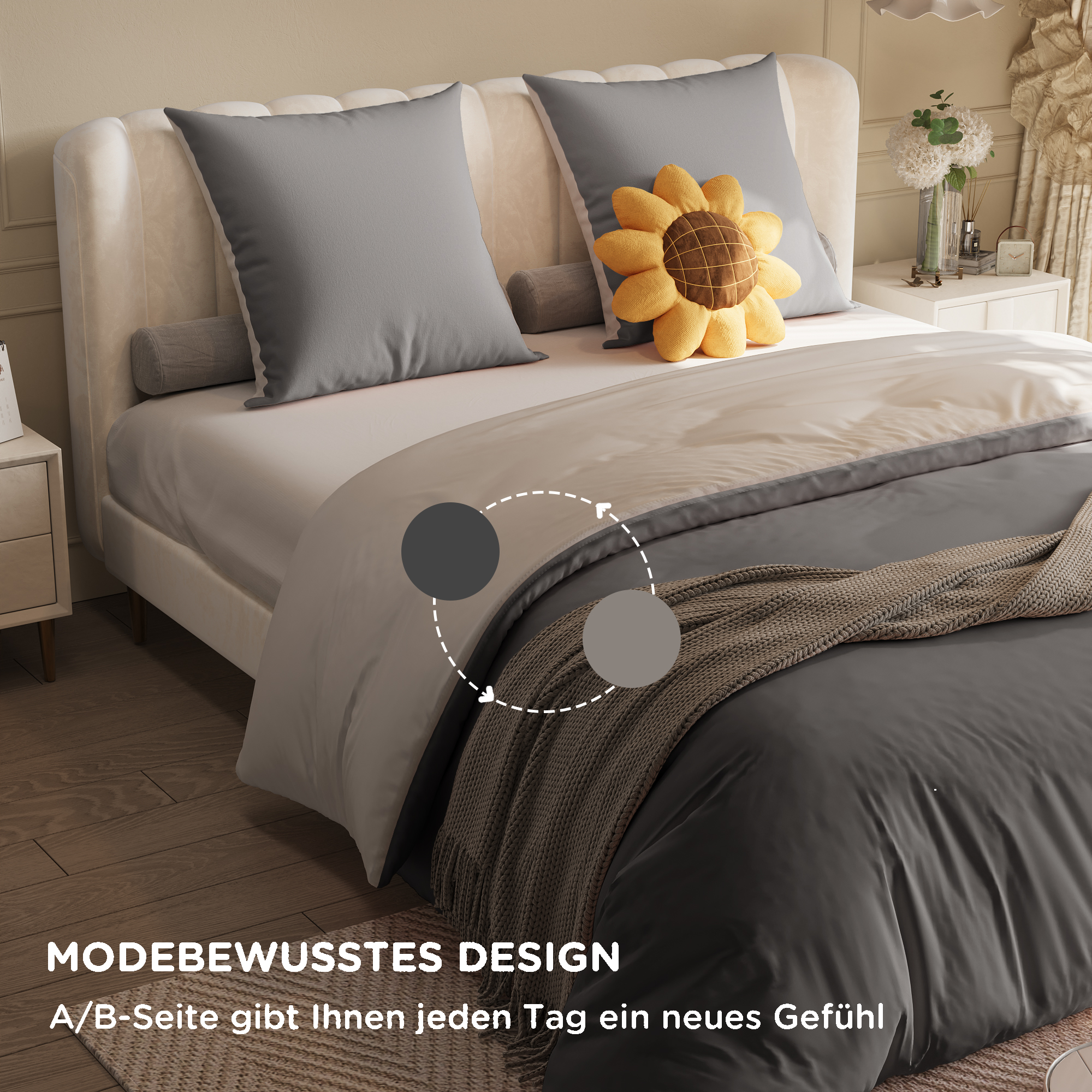 Parure gris foncé gris clair 140x210 cm - 7