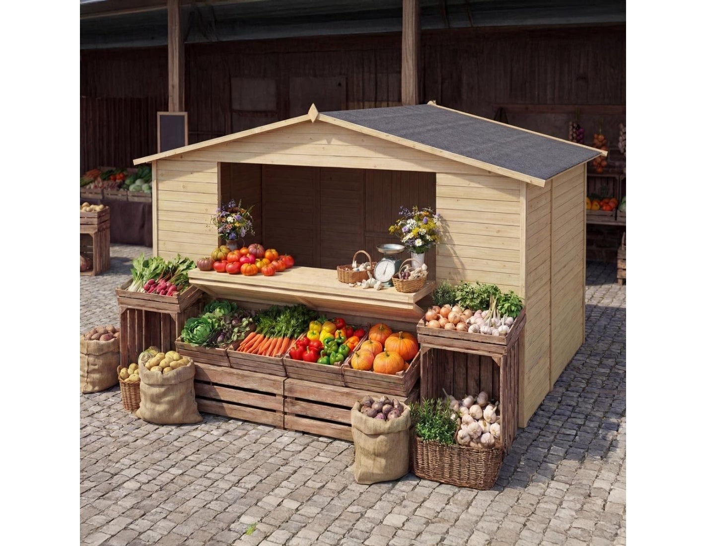 Kiosk domek handlowy ALTANKA 9,42 m2 - 3,11x3,03 m - 19 mm, drewniany, DOM607, 1szt.