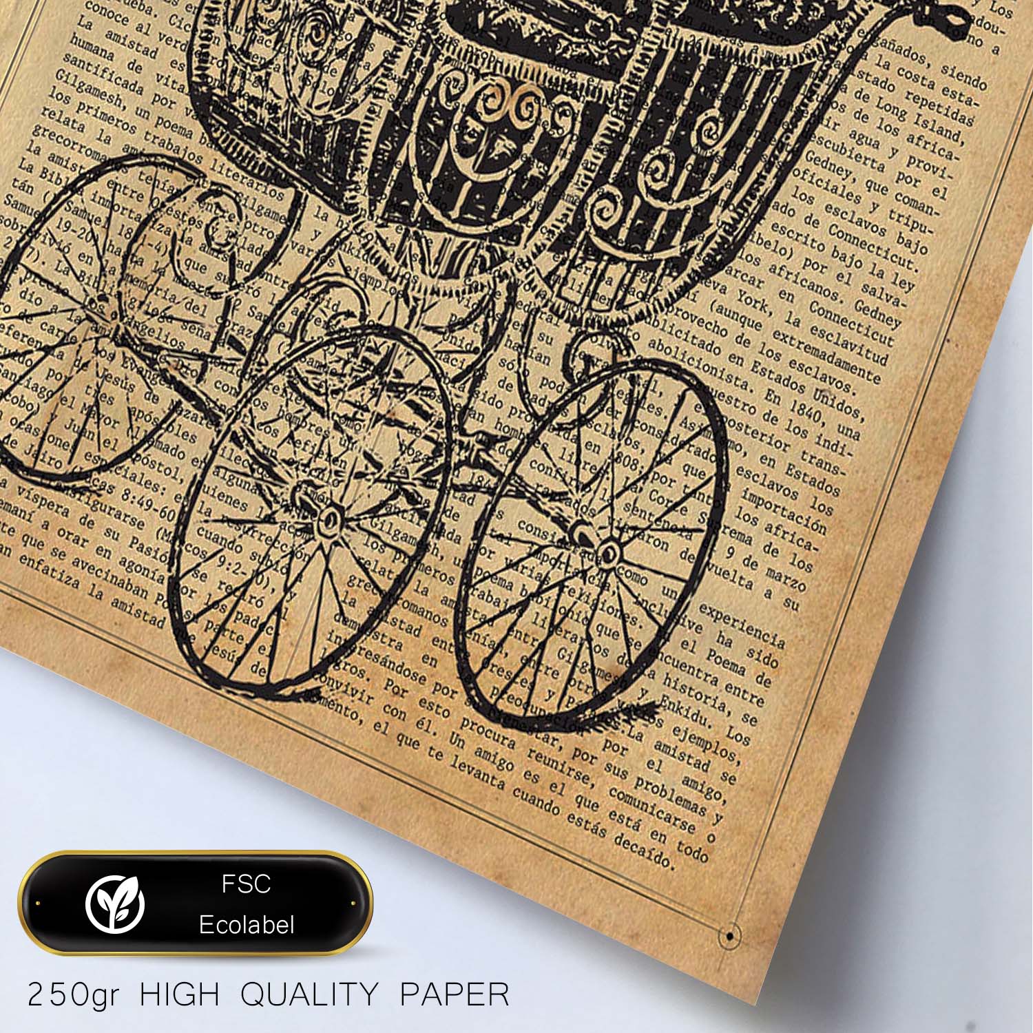 Affiches D'objets Vintage Baby Vintage Lamina Avec Des Images D'objets Vintage Avec Des Définitions En Espagnol Cadre En Bois Clair A3 - 2