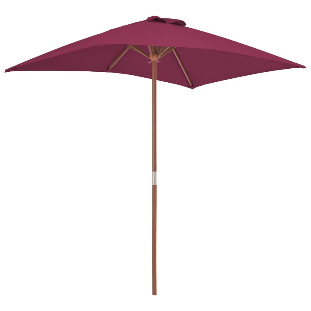 Parasol avec mât en bois 150x200 Bordeaux - 5