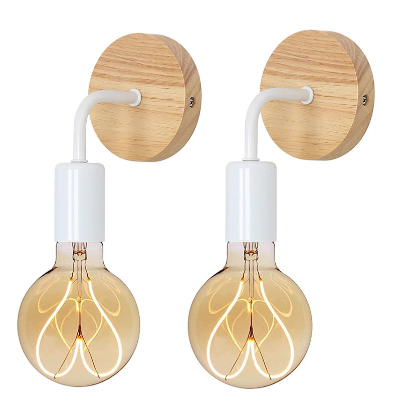 2 szt. Retro aplikacja, prosta i nowoczesna wewnętrzna lampka nocna LED, 6*6 cm, khaki biały, mocowanie na śrubę E27 nie zawiera źródła światła