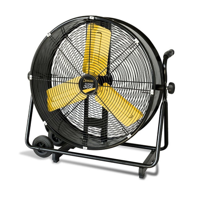 Ventilateur de sol industriel << Turbo 30S-V24 >> (260 W, couverture jusqu'à 280 m²) avec roulettes et câble