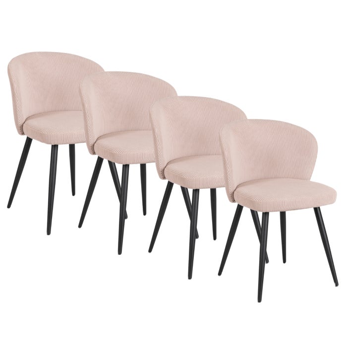 Zestaw 4 Krzeseł Sztruksowych Tapicerowane Komplet Do Jadalni Beżowe HAILEY