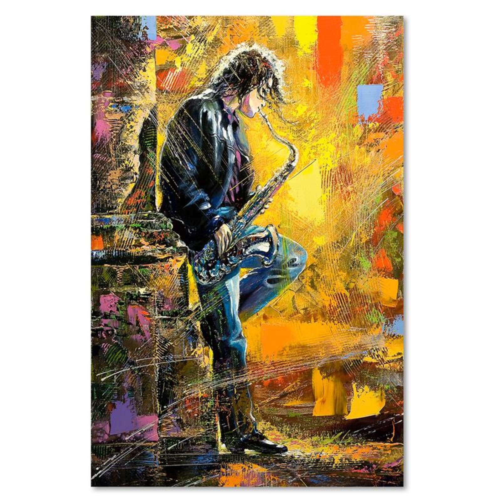 Tableau bois saxophone musicien abstraction - 20 x 30 cm - 2