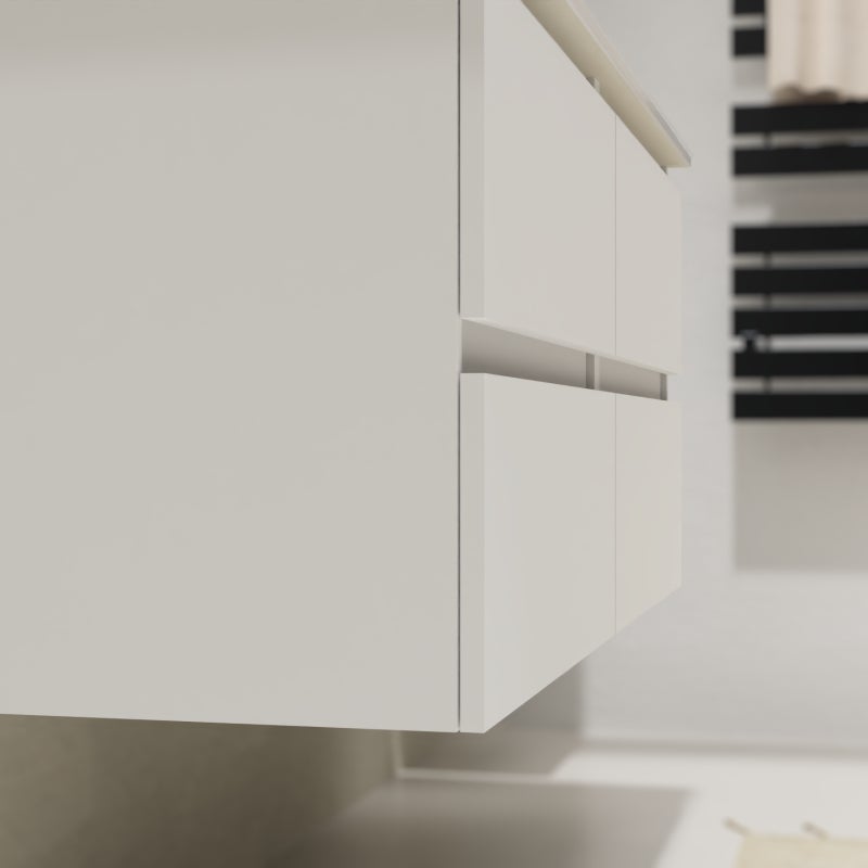 Meuble salle de bain 120 cm - Double vasque céramique - Blanc mat - A suspendre - Karaib 2 - 4