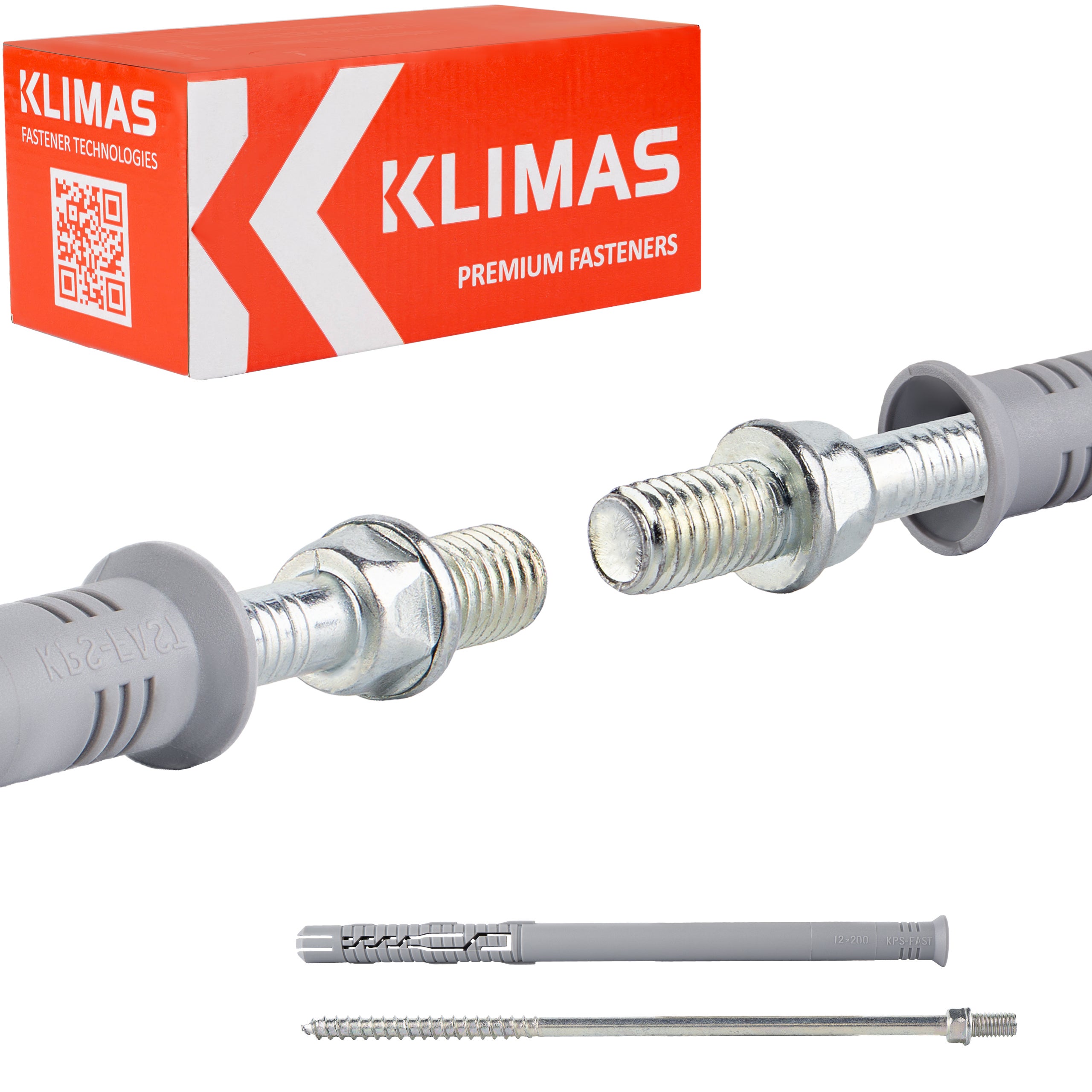 Kołki rozporowe ramowe Klimas KPD 12x200 mm z wkrętem dwugwintowym M8 25szt
