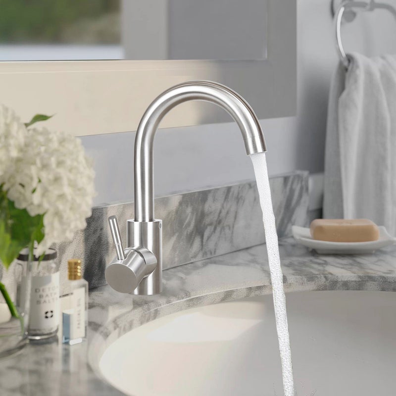 ZMH Bateria umywalkowa w kolorze piaskowo-niklowym obrotowa bateria umywalkowa 360° stal nierdzewna