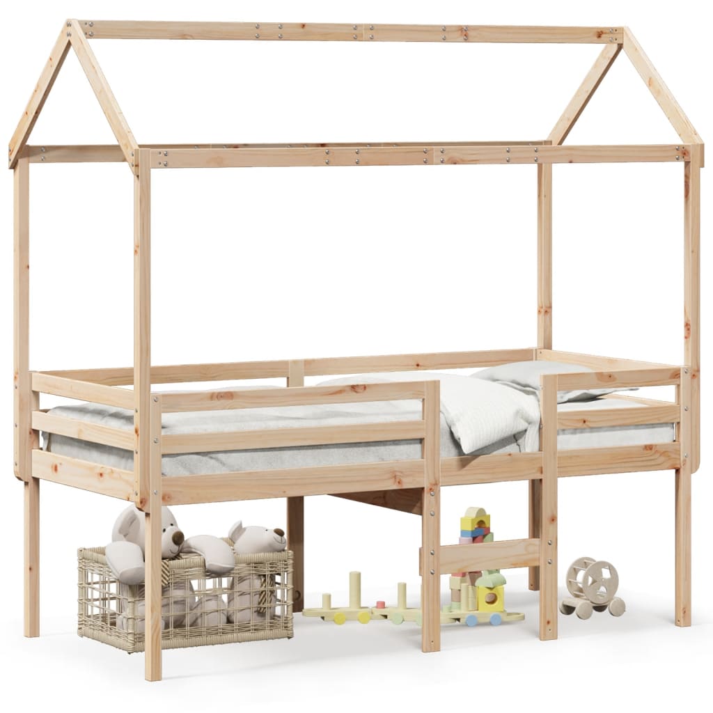 Lit haut avec toit 75x190 cm bois de pin massif - 2