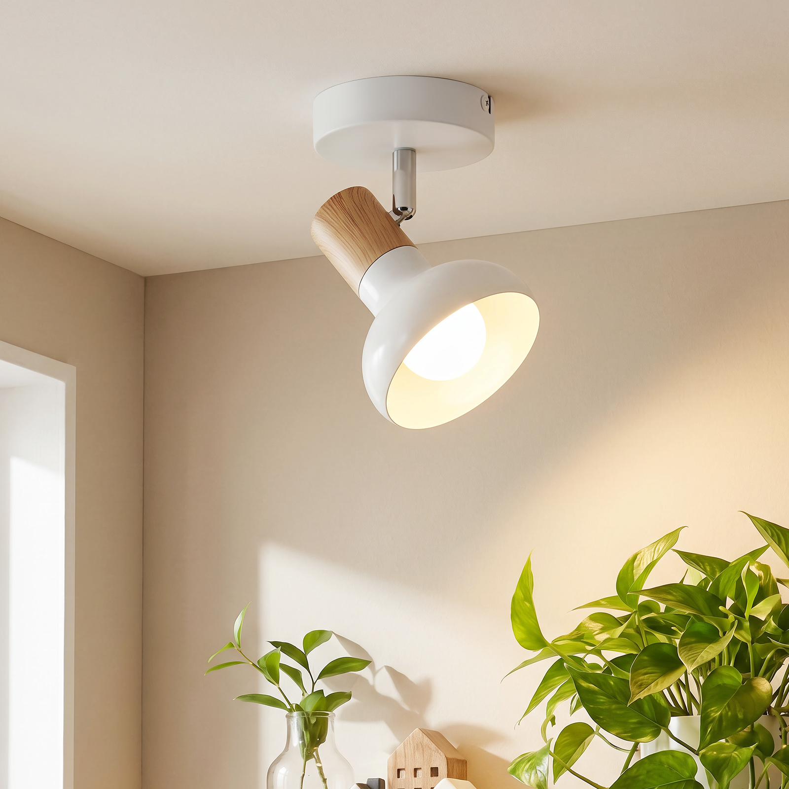 NETTLIFE Reflektorowa sufitowy 1 płomień biały lampa sufitowa industrialny korytarzowy Reflektorowa E14 wnętrze 350° regulowany